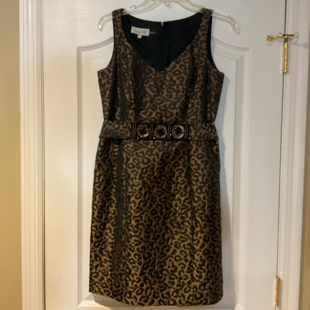 Metallic Leopard TeriJon Cocktail Dress
